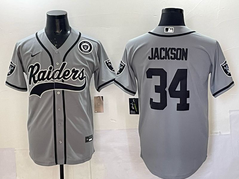 Men 2025 Oakland Raiders #34 Jackson Grey 3th generation Joint Name Nike Limited NFL Jersey style 079